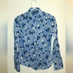 Tommy Hilfiger button down shirt with butterfly print , size XS